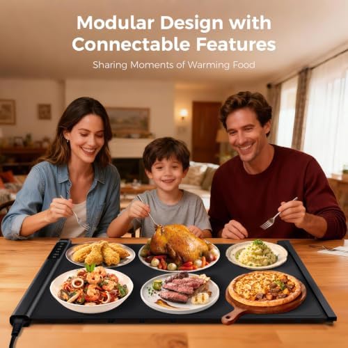 Single Panel Food Warming Mat - Extendable Design, 25"x16", Black - Image 2