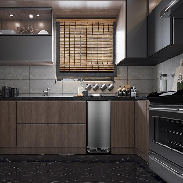 15 inch Outdoor Beverage Refrigerator, Under Counter fridge, 120 Cans Outdoor Wine Cooler with Stainless Steel Finish for Beer, Soda, Freestanding Small Drink Cooler