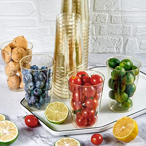 JOLLY CHEF 100 Pack 12 oz Gold Plastic Cups, Disposable Gold Glitter Cups - Image 6