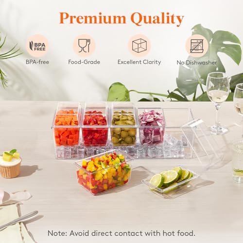 Lifewit Chilled Condiment Container with Stainless Steel Spoons & Tongs - Image 4