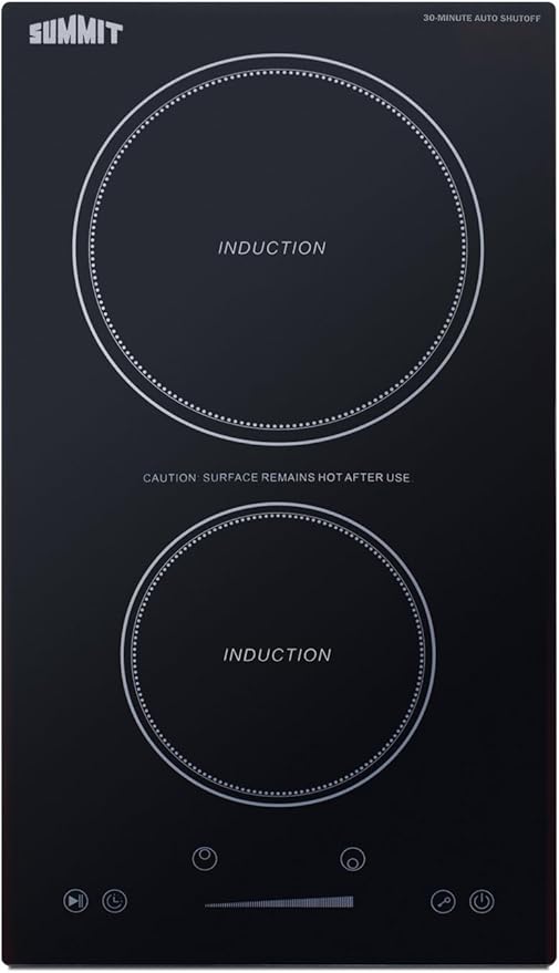 Summit 12" Induction Cooktop, 2 Cooking Zones, 115V Electric Cooktop With 30-Minute Safety Shutoff, ADA Compliant Design, Black - SINCH115V2B