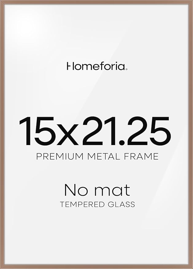 Homeforia 15x21.25 Mocha Puzzle Frame, High End Metal 15 x 21.25 Picture Frames without Mat, 21.25x15 Thin Mocha Poster Frames for Wall, 15by21.25 Puzzle Photo Frames, Tempered Glass, Wall Kit, Set of 1