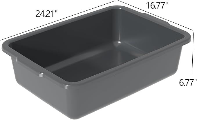 35 Quart Commercial Bus Tubs, Plastic Bus Box Dish Pan Basin, Gray, 4 Packs