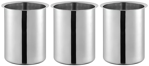 OCS Parts 3-Pack 1.25 Quart Bain Marie Pot | 5.75" x 3.75" Stainless Steel Pot for Warm or Cold Food, Sauces, Soups, or Organizing Cooking Utensils