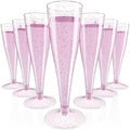 JOLLY CHEF Plastic Champagne Flutes, Purple Glitter Flutes 4.5 oz 100 Pack by JOLLYCHEF