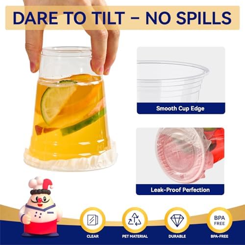 JOLLY CHEF 16 oz Plastic Cups with Lids and Straws 100 Pack for Cold Drink - Image 4