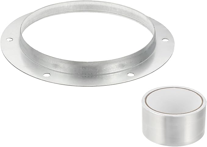 PATIKIL 7 Inch Duct Connector Flange, Metal Straight Pipe Exhaust Flange Duct Mounting Plate for Heating Cooling Ventilation HVAC System, Galvanize Steel