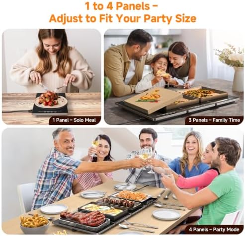 FEPPO Electric Warming Tray, 4-in-1 Food Warmers for Parties Buffet with 10 Temp Settings and Timer, 33"x15" Glass Surface Warming Mat for Food, Modular Buffet Hot Plates for Catering and Gatherings - Image 2