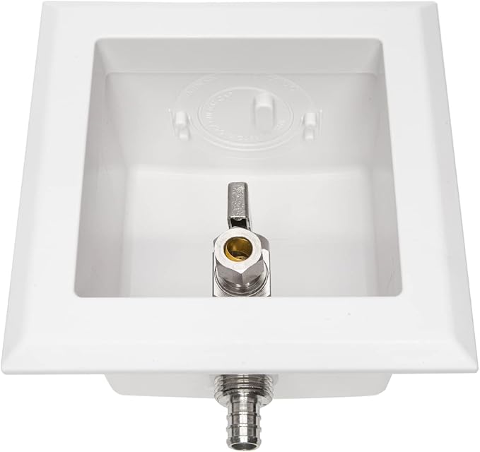 EFIELD Pex Pre-assembled Dishwasher Outlet Box, 1/2-Inch Barb Crimp Pex F1807 Inlet with Installed 1/4-Turn Ball Valve, White (Regular),(DW004)