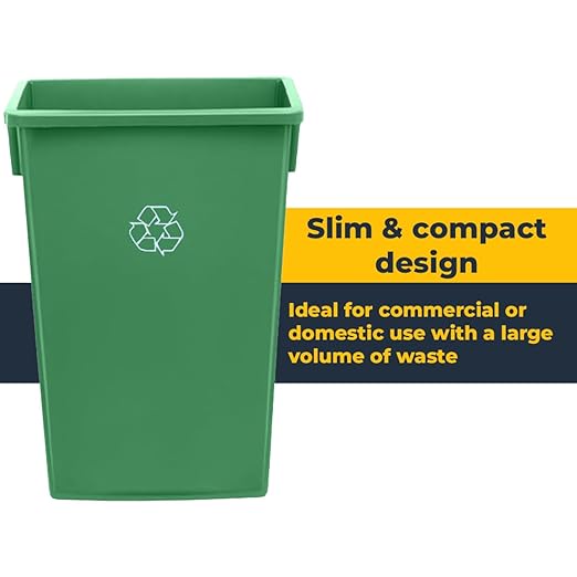 3 Pack 23 Gallon Waste Bin, Heavy-Duty Trash Can, Slim Rectangular Garbage Bin, Durable Waste Container, Recycling Bin, Plastic Wastebasket for Kitchen, Garage, Hotels, Restaurants, Office