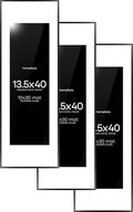 Homeforia 13.5x40 Panoramic Frame Black, High End Metal 13.5x40 Picture Frames with Mat 10x30 Photo, 13.5 x 40 Poster Frame Matted to 10 by 30 Print, 40x13.5 Frames, Tempered Glass, Wall Kit, Set of 3