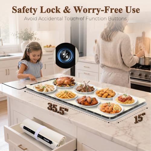 Warming Mat for Food,Electric Warming Tray with Heat-Resistant Pad-XL Beige - Image 4