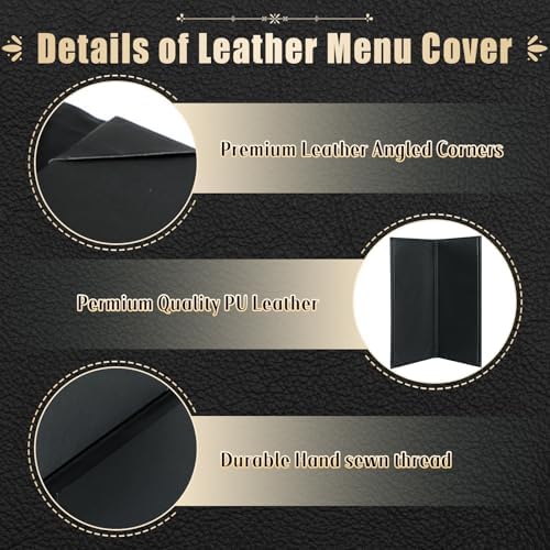 Menu Covers 4.25 x 11", 5 Pack 2 View Leather Restaurant Menu Holders - Image 3
