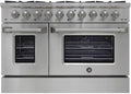 Brama 6.7 Cu. Ft. Stainless Steel Dual Fuel Slide In Range Gas Cooktop Electric Oven Convection Cooking Large Capacity 5 Burners Touch Controls True European Convection