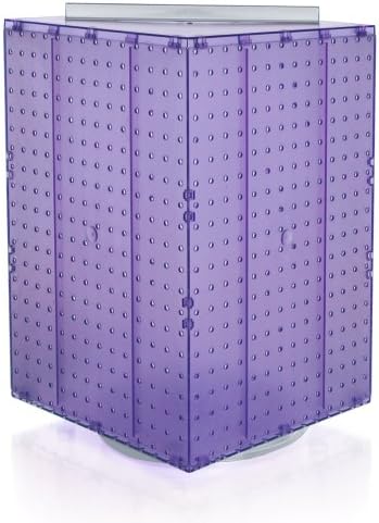Azar Displays 701414-PUR Rotating Display Stand - 4-Sided Display Racks for Craft Shows - Peg Display Carousel (14” W x 14” D x 20” H) - Easy Assemble Revolving Display for Retail - Pegboard Organizer, purple by AzarDisplays