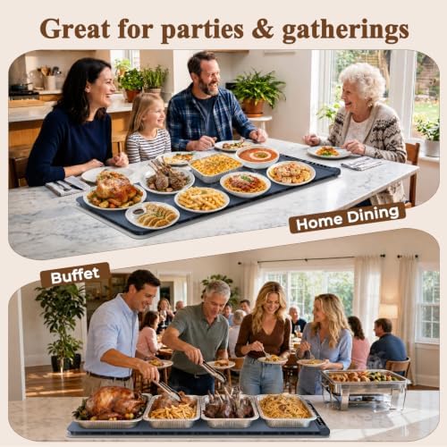 Warming Mat for Food, Electric Warming Tray with Heat-Resistant Pad-XL Navy - Image 6