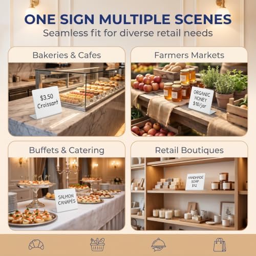 Kisangel 20pcs Matte White Dry Erase Tent Signs 4x3, Bakery Price Tags - Image 6