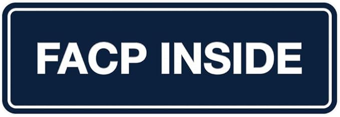 Signs ByLITA Standard FACP Inside Sign | Fire Safety Signage (Navy Blue/White) - Large 1 Pack