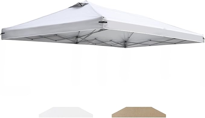 10x20 Canopy Replacement Top Cover with Air Vents for ez up Pop up Canopy Gazebo Tent, with Adjustable Strap, Waterproof & Anti-UV for Outdoor Shade (Top Only,Frame Not Included) (Off White)