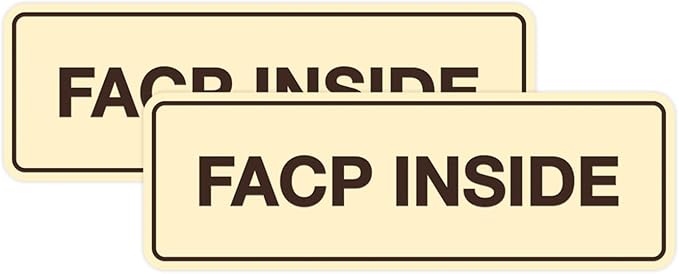 Signs ByLITA Standard FACP Inside Sign | Fire Safety Signage (Ivory/Dark Brown) - Large 2 Pack