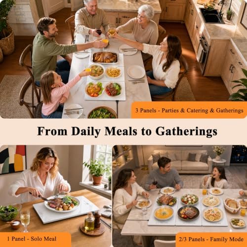 FYY Electric Warming Tray - 3-Panel Food Warmers for Parties Buffet Marble - Image 2
