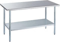 ROCKPOINT Stainless Steel Table for Prep & Work 30x60 Inches, NSF Metal Commercial Kitchen Heavy Duty Table with Adjustable Under Shelf and Table Foot for Restaurant, Home and Hotel