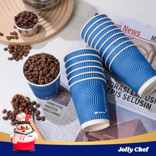 JOLLY CHEF Paper Coffee Cups 8 oz 120 Pack Insulated Paper Cups Blue - Image 5