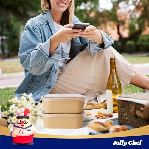 JOLLY CHEF 50 Pack Paper Food Container with Lid 25 oz Meal Prep Containers - Image 6