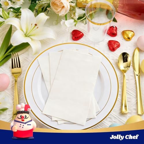 100 Paper Napkins Disposable Guest Towels, 3 Ply White Dinner Napkins - Image 3