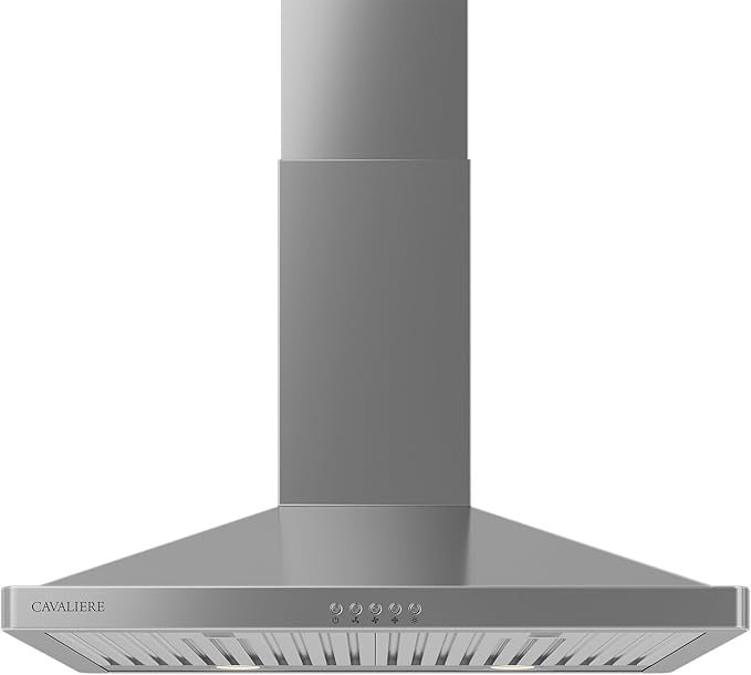 CAVALIERE Wall Mount Range Hood 30 Inch, 3-Year Warranty, Value-Focused 400 CFM, Enhanced Stainless Steel Kitchen Exhaust Fan, LED Light, Baffle Filter, 3 Speed Fan, Button Control