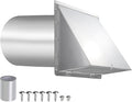 Dryer Vent Cover Outdoor 4 Inch,Dryer Vent Cover Outside,Exterior Hooded Wall Vent w/Screen & Damper,Wall Mount Extractor Vent Cap Exhaust Vent Cover for Dryer Duct AC Air Ventilation,Stainless Steel