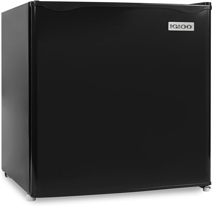 Igloo 1.6 Cu.Ft. Compact Refrigerator - Adjustable Thermostat, Glass Shelves, Includes Scraper, Ice Cube Freezer Drip Tray - Black