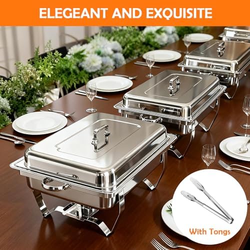 Also GO 2 Pack Stainless Steel Chafing Dish Buffet Set & 2 Serving Tongs - Image 3