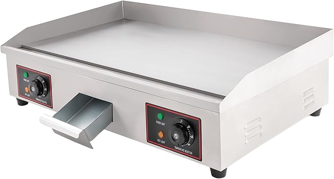 Electric Flat Top Grill Indoor & Outdoor 3000W Commercial Countertop Griddle 28.7"x15.7" Stainless Steel Flat Top Teppanyaki Grill with Dual Independent Thermostatic Control(NO PLUG)