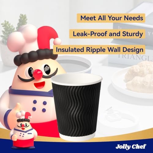 JOLLY CHEF Paper Coffee Cups 8 oz 120 Pack Insulated Paper Cups Black - Image 3