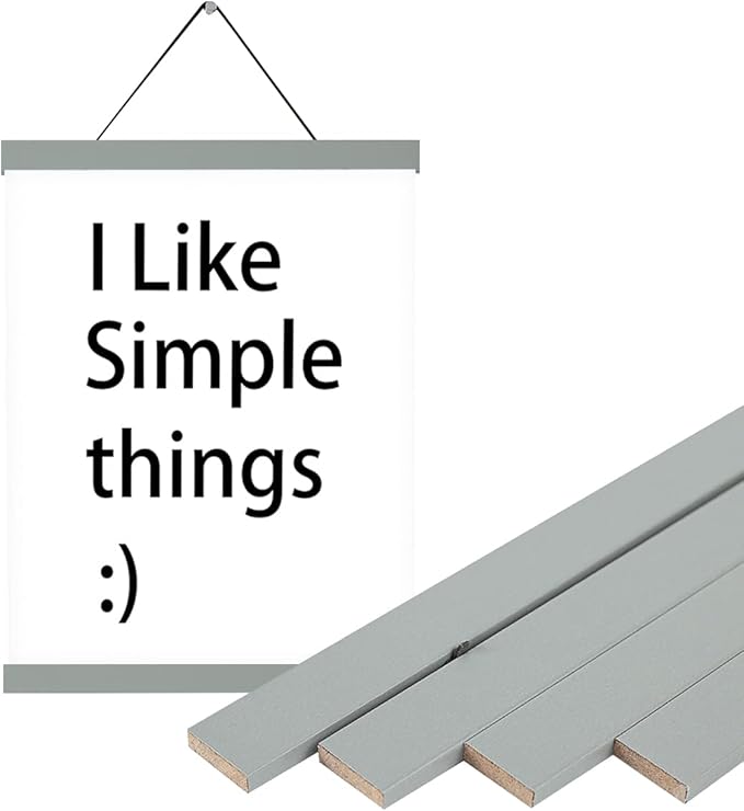 3 Pack Magnetic Poster Hanger Frame, 16x20 16x24 Poster Frames Wood Wooden Magnet Hanging Kit for Walls Print Poster Canvas Artwork Diamond Painting(16 Inch ，Gray)