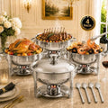Chafing Dishes for Buffet, 4 Pack 6QT Round Stainless Steel, Silver by Unknown