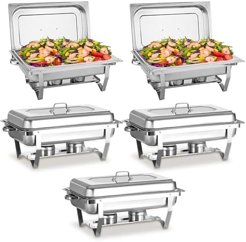Chafing Dishes for Buffet 5 Pack, 9 QT Full Pan Stainless Steel by Unknown