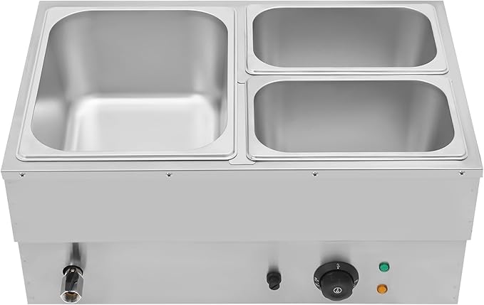 DYNAMI 110V 1500W Commercial Buffet Food Warmer,Large Capacity 3 Pan(2.4 * 2 Gal+1 Gal) Stainless Steel Electric Countertop Steam Table with Intelligent Thermostat Design,for Parties Buffet Catering