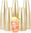 JOLLY CHEF 100 Pack 14 oz Gold Plastic Cups, Disposable Gold Glitter Cups by JOLLYCHEF