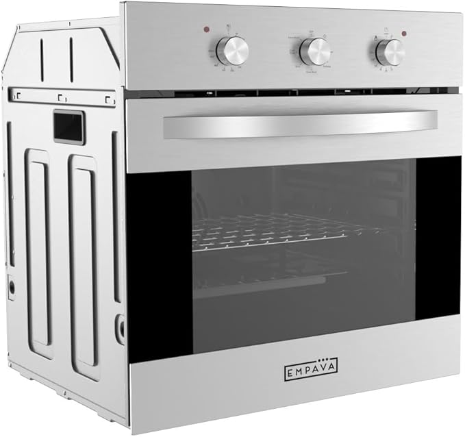 Empava 24 Inch Single Wall Oven with 6 Cooking Functions Mechanical Knobs Control in Stainless Steel, SXB14