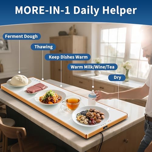 Warming Trays for Buffets Party, 47"x12", Tempered Glass Food Warmer, White - Image 3