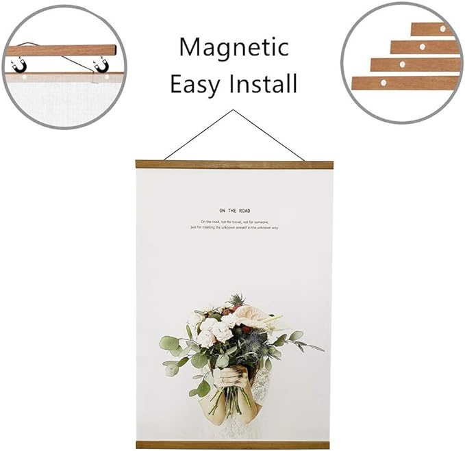 Miaowater 2 Pack Poster Frame,20x16 20x24 20x28 20x30 Magnetic Light Wood Wooden Frames Hanger for Photo Picture Art Canvas Print Artwork Wall Hanging Teak Wood 20''