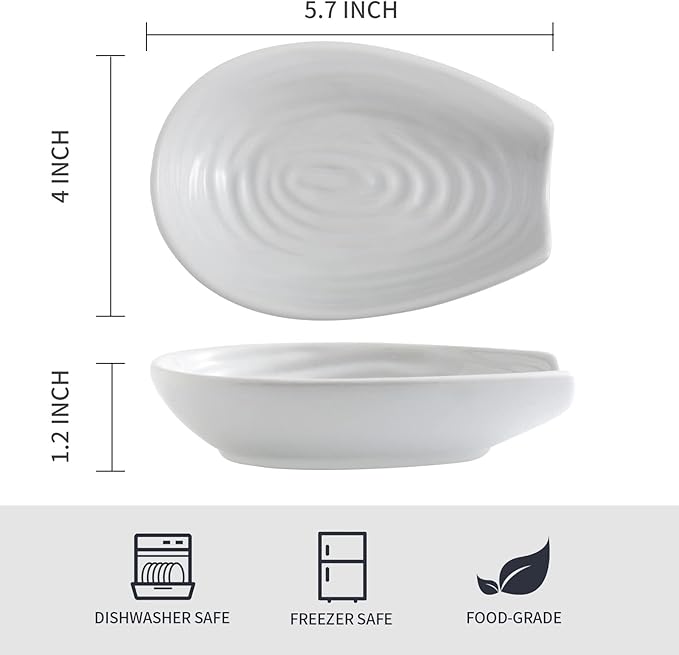 Spoon Holder for kitchen Counter, Porcelain Spoon Rest Set of 2 for Stove Top, Cooking Spatula Holder for Spoon, Ladle and Tong, Farmhouse Kitchen Coffee Bar Accessories and Decor, White