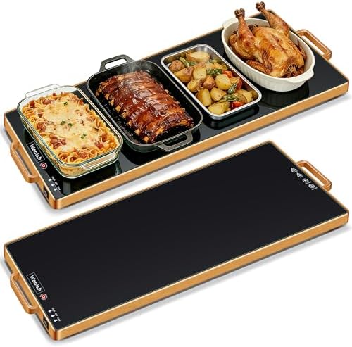 Electric Warming Tray,XL 32"x12",Tempered Glass Warming Mat for Food,Black by Wanish