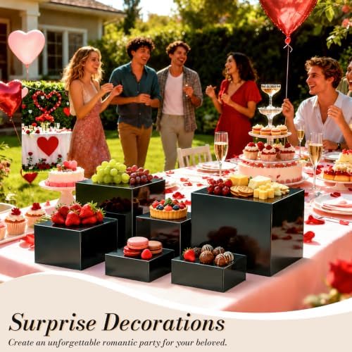 6 Pcs Buffet Risers, Food Risers Display Stands with Mini Sign and Maker - Image 2
