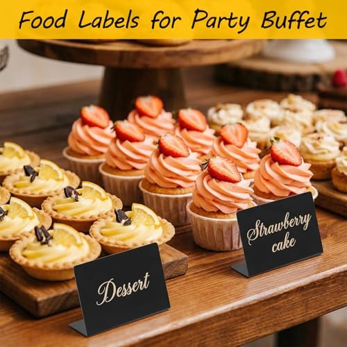50 Pack Food Labels for Party Buffet, 4" x 3" Mini Chalkboard Signs for Food, Reusable PVC Foods Signs for Buffet, Catering Supplies Buffets Display for Foods Display, Pastry Tags, Price Tag, Name Tag - Image 4