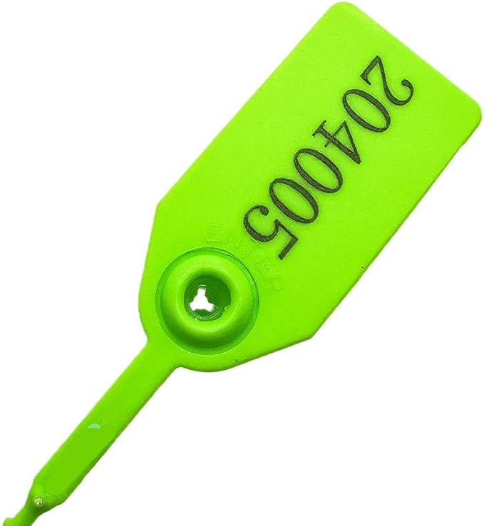 Green Plastic Security Tags Numbered Tamper Proof Seals Self Locking Zip Ties 9.84" Length Pack of 500