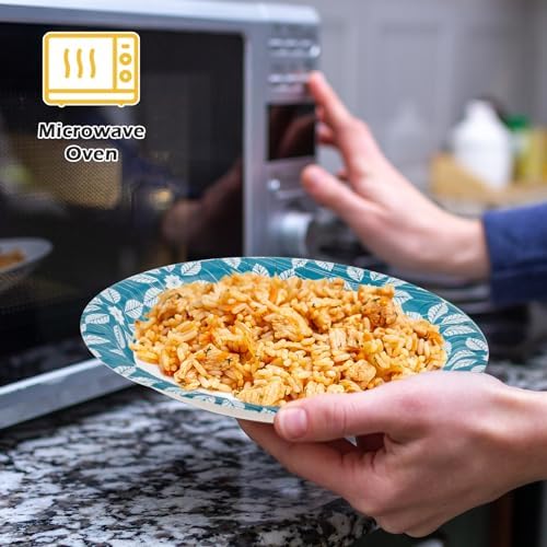 JOLLY CHEF 10 inch 140 Pack Disposable Heavy Duty Printed Paper Plates, 48 Pack 9 oz Plastic Champagne Glasses, Clear, Stemless Disposable Beverage Utensils - Image 4
