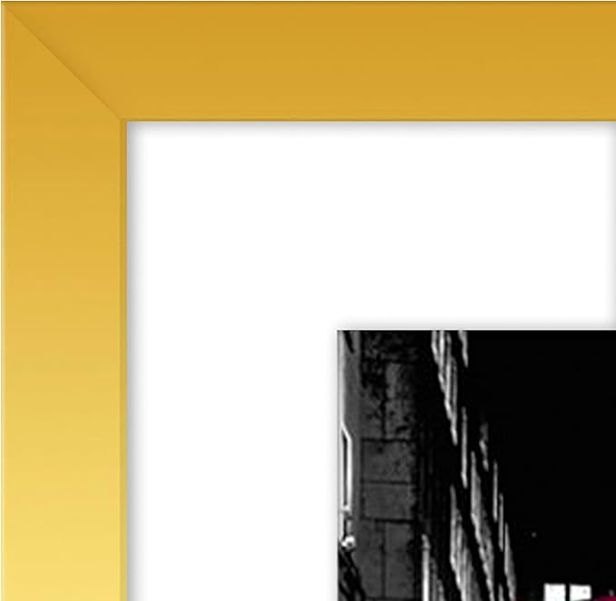 Americanflat 11x14 Picture Frame with Polished Crystal-Clear Glass - Use as 8x10 Frame with Mat or Display 11x14 Photo Without Mat - Signature Collection - Picture Frames for Wall Display - Gold